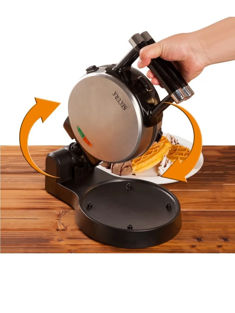 Rotating Waffle Maker - Black & Stainless Steel